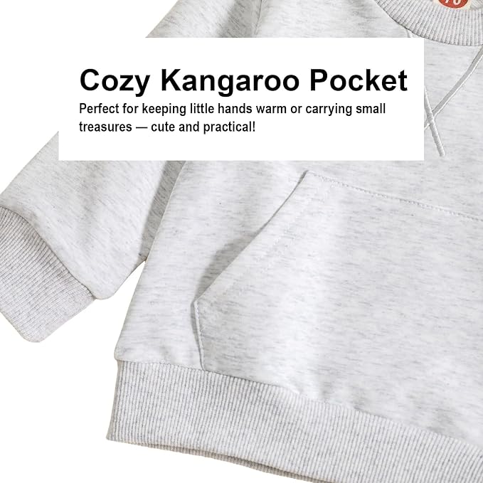 Toddler Boy Fall Outfit 2-piece Baby Boy Solid Color Cotton Clothes Infant Long - Image 3