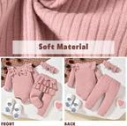 Aalizzwell Preemie Newborn Infant Baby Girls Clothes Ribbed Bodysuit Pants Set - Image 3