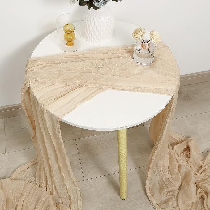DOLOPL Beige Cheesecloth Table Runner 13.3ft Boho Gauze Cheese Cloth Table - Image 5