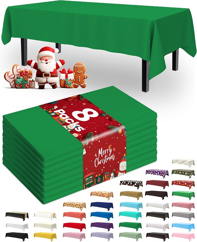 Pureegg Plastic Table Cloth Disposable 8 Pack, 54 x 108 Inch Table Cloths by Pureegg