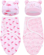 Cinaci 2 Pieces Adjustable Soft Cotton Baby Swaddle Sleep Sacks Hats Newborn by Cinaci