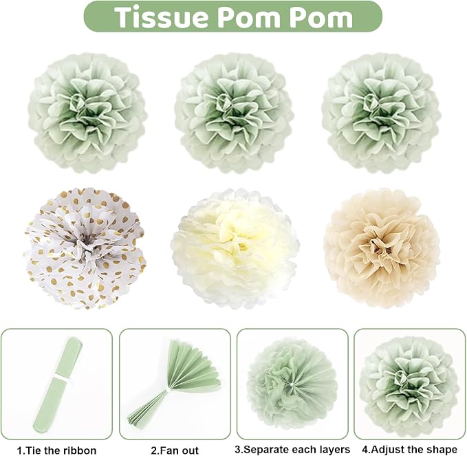 Ouddy Party Sage Green Baby Shower Decorations - Image 4