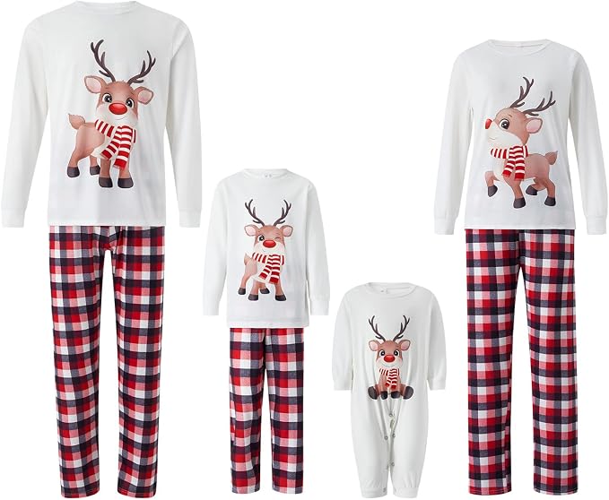 Awoscut Christmas Family Matching Pajamas Christmas Pjs Holiday Nightwear - Image 5