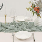 DOLOPL 8PCS St. Patricks Day Table Runner Sage Green Cheesecloth Boho Gauze - Image 3
