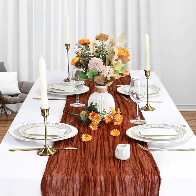 6 Pack Fall Table Runner Terracotta Cheesecloth 10Ft Gauze Burnt Orange Cheese - Image 3