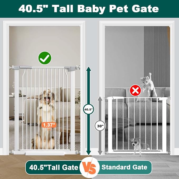 Fairy Baby 40.5" Extra Tall Baby Gate, 72.3"-76.7" Extra Wide Long Pet Gate - Image 3