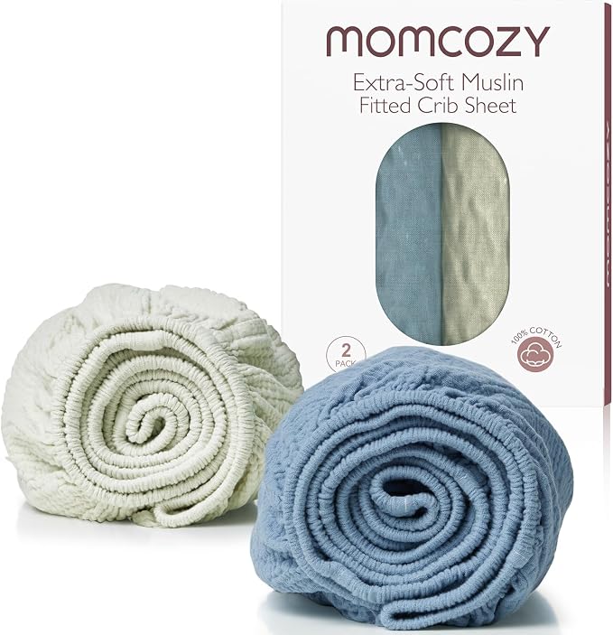 Momcozy Muslin Mini Crib Sheets Fitted by Momcozy