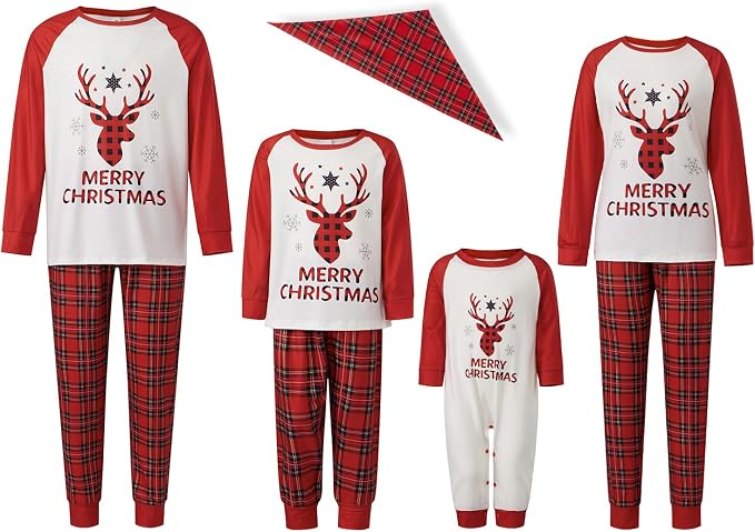 Awoscut Christmas Family Matching Pajamas Christmas Pjs Holiday Nightwear - Image 6