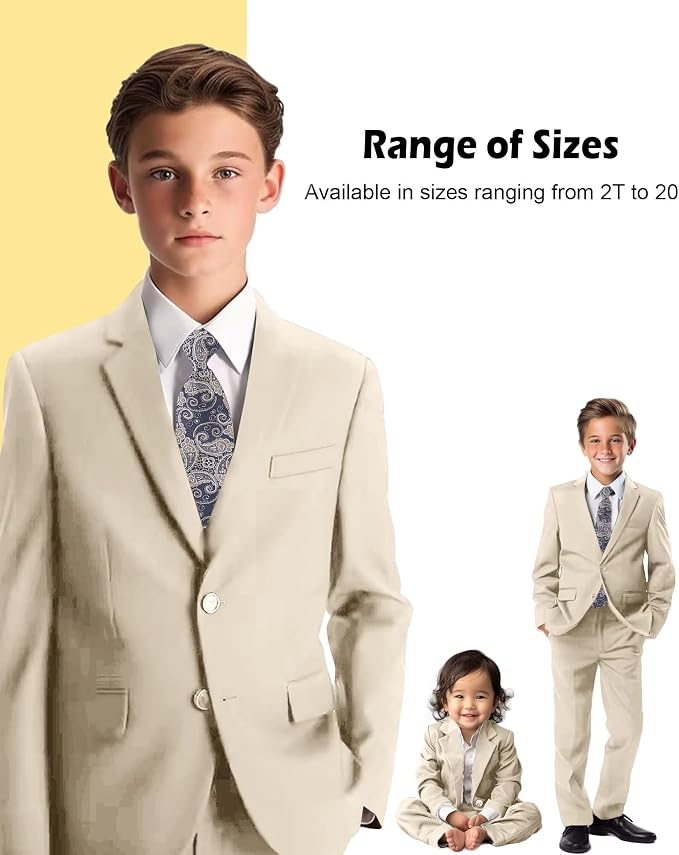 Boys’ Formal Suit 5 Piece Set, Toddler Tuxedos - Image 3