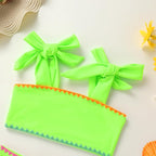 YOUNGER TREE Toddler Girls Two Pieces Swimsuit Color Block Stripe Swimwear - Image 4