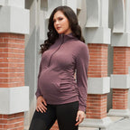 GINKANA Maternity Women's Long Sleeve Shirt Half Zipper Lapel Lightweight - Image 3