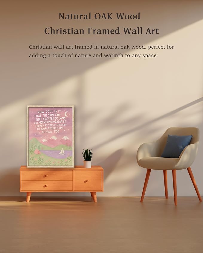 KensTro Natural OAK Wood Same God Creation Framed Wall Art, 12x16in - Image 2