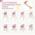 BABY JOY Convertible Baby High Chair, 3 in 1 Wooden Highchair/Booster/Chair - Image 2