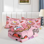 QOOMO Kawaii Cat Comforter Queen Size, Doughnut Cherry Cat Comforter Set - Image 4