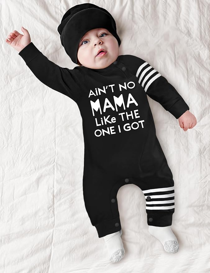 Baby Boy Clothes Infant Mamas Print Romper Stripe Sleeve Outfits Fall Winter - Image 2