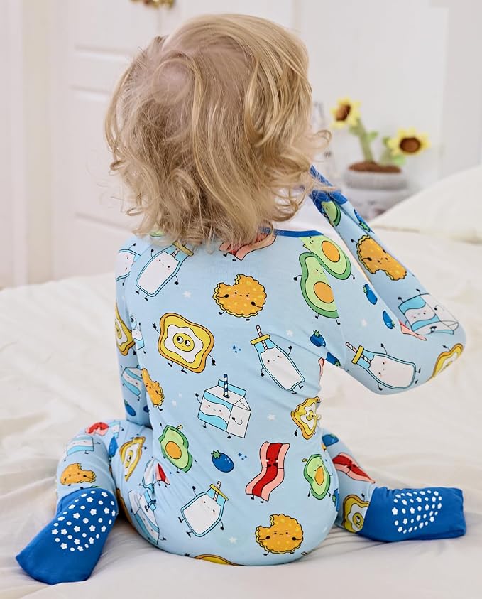 Bamboo Viscose Baby Convertible Footie Pajama, Zipper Pajamas - Image 4