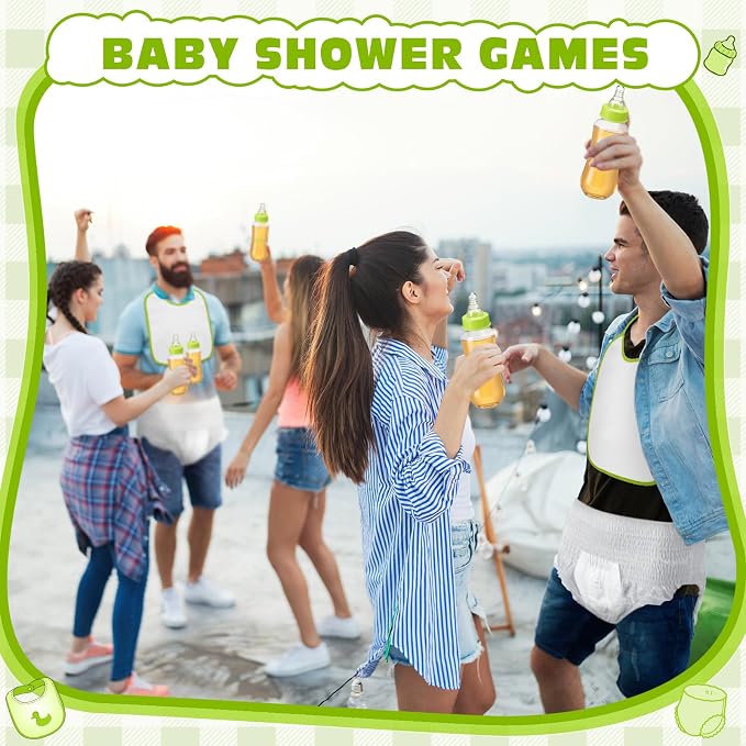6 Sets Bottle Chug Baby Shower Games Juegos Para Plastic Baby Bottles Bibs - Image 7