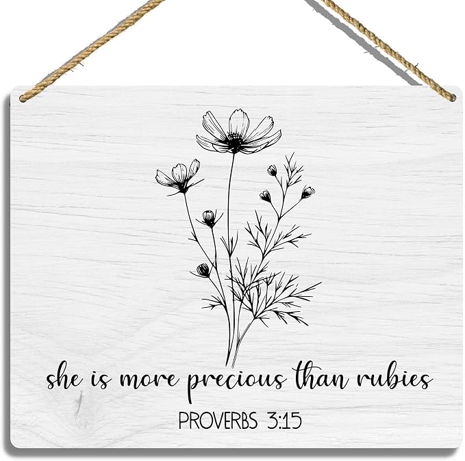 Sahjzk Girl Nursery Decor, She Is More Precious Than Rubies Nursery Scripture by sahjzk