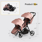 MU Double Stroller, Foldable Twin Tandem Stroller - Image 7
