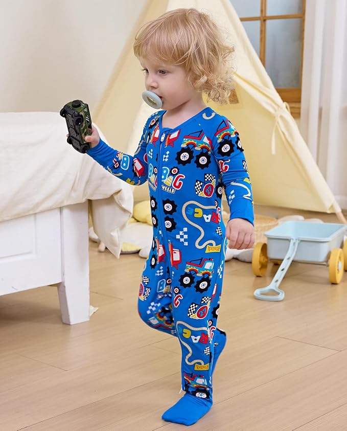 Bamboo Viscose Baby Convertible Footie Pajama, Zipper Pajamas - Image 5