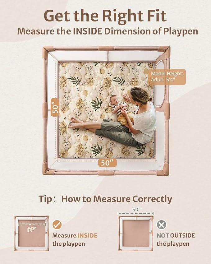 Blissful Diary Baby Play Mats for Floor, 50x50 Playpen Mat, Thick Cushioning - Image 2