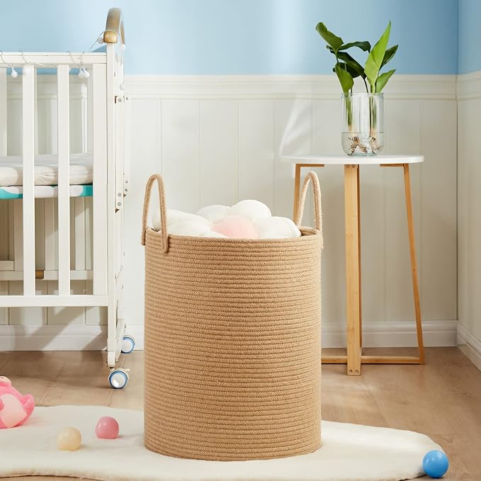 Fiona's magic 72L Large Woven Laundry Hamper, Tall Cotton Rope Storage Basket - Image 9