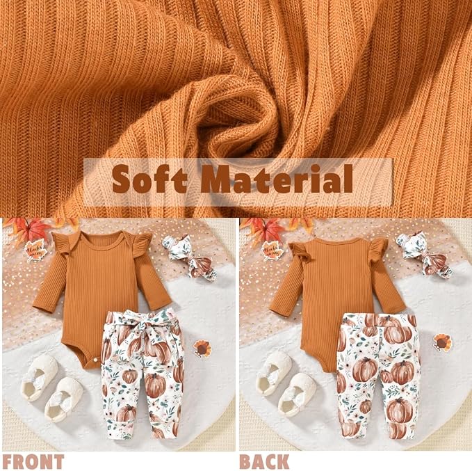 Aalizzwell Preemie Newborn Infant Baby Girls Clothes Ribbed Romper Bodysuit - Image 3