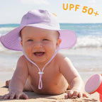 HONGTEYA Baby Sun Hat Toddler Girl Beach Hat Adjustable Outdoor Summer Hat UPF - Image 2