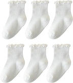 6 Pairs Toddler Ruffle Socks for Girls by ANYANIME