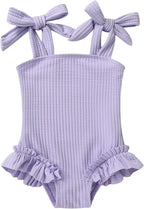 Happy Town Toddler Swimsuit Girl Solid Color Stripe One-Piece Baby Bathing Suits by HappyTown