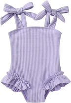 Happy Town Toddler Swimsuit Girl Solid Color Stripe One-Piece Baby Bathing Suits by HappyTown