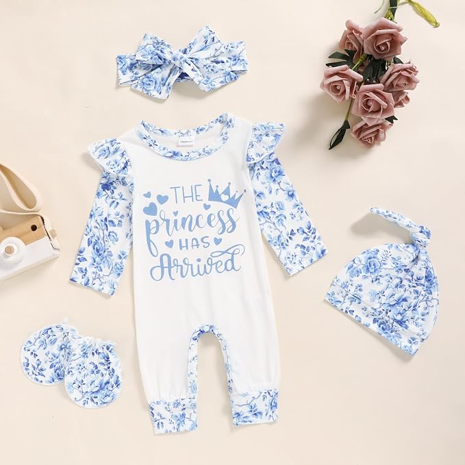 GRNSHTS Newborn Baby Girl Romper Infant Letter Print Jumpsuit Floral - Image 2