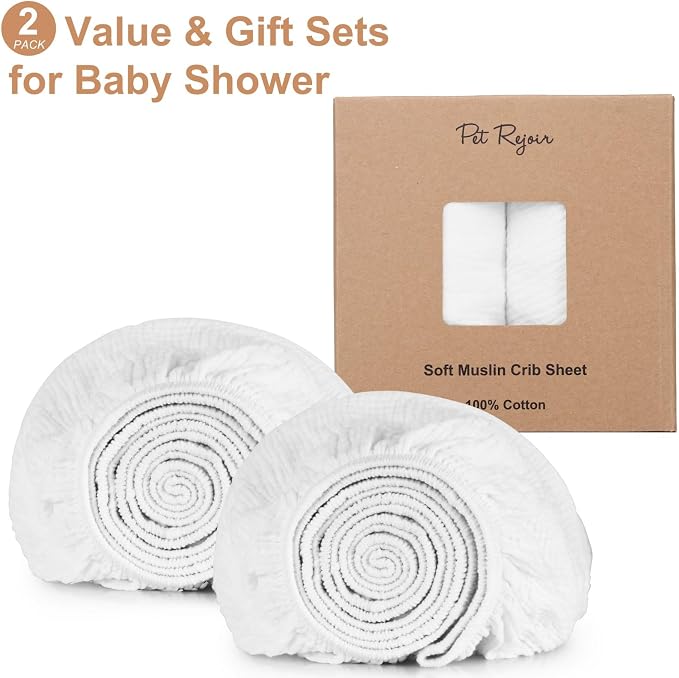 2 Pack Muslin Fitted Crib Sheets - Image 2