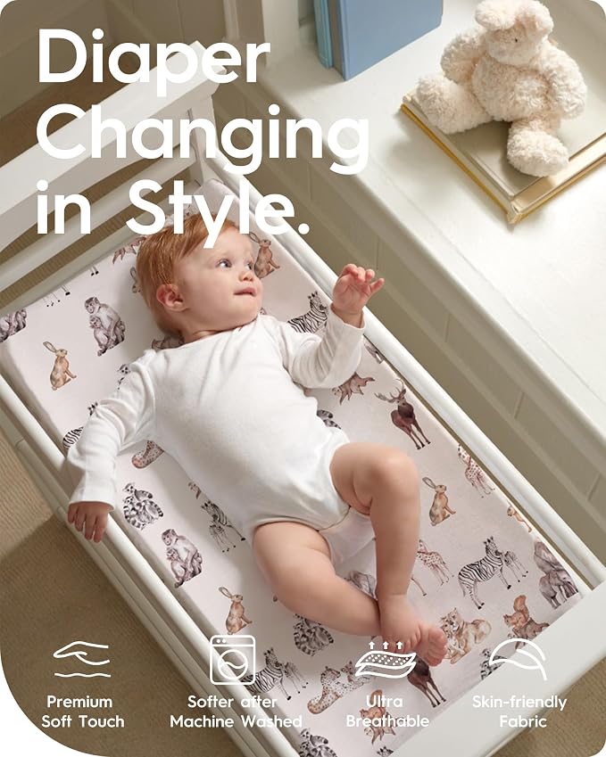 Extra Stretchy Changing Pad Cover, TotBasic Ultra Soft Premium Jersey Knit - Image 2