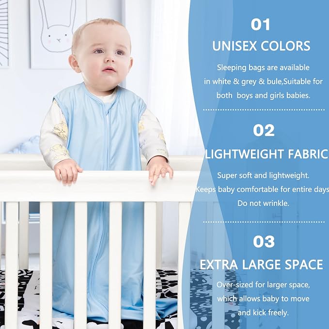 3 Pack Baby Sleep Sack 12-18 Months 100% Rayon Cotton Baby Sleeping Bag 2-Way - Image 2