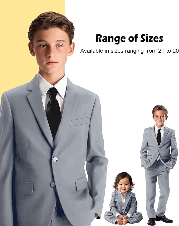 Boys’ Formal Suit 5 Piece Set, Toddler Tuxedos - Image 3