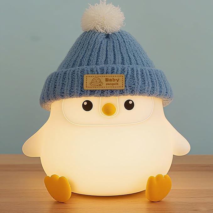 Penguin Lamp with Knit Hat, Kawaii Penguin Night Light, Food Grade Silicone - Image 7