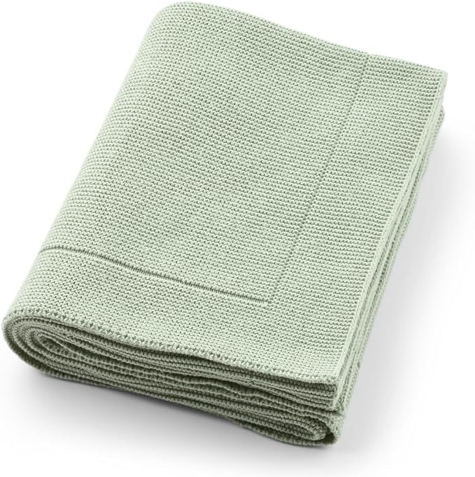 Knitted Organic Cotton Baby Blanket- Swaddle Blanket by huxie