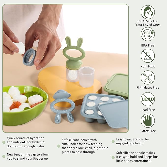 WAJIAYON Easter Bunny Baby Breastmilk Popsicle Molds & Baby Fruit Feeder - Image 5