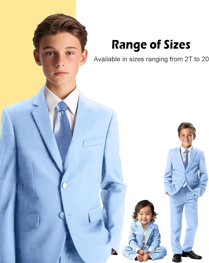 Boys’ Formal Suit 5 Piece Set, Toddler Tuxedos - Image 3