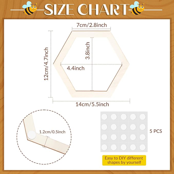 Gerrii 36 Pcs 4. 7 Inch Honeycomb Decorations Unfinished Wooden Hexagon Wall - Image 2