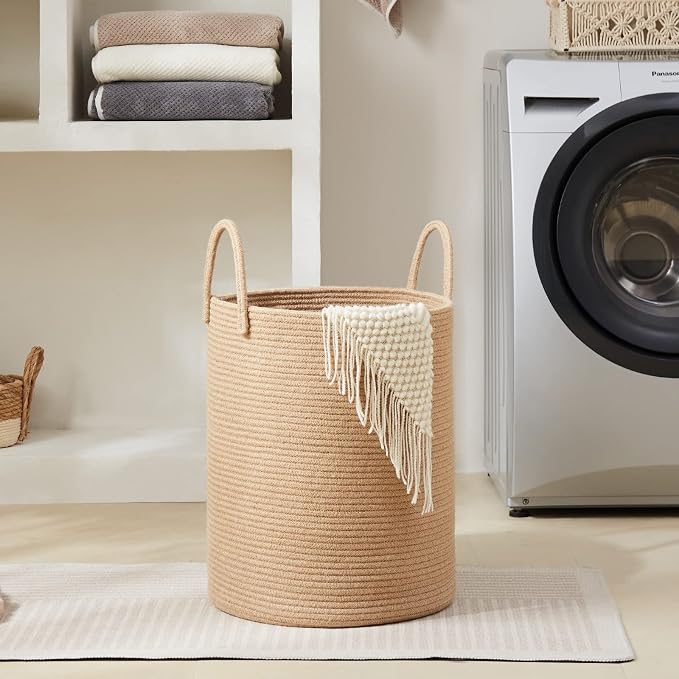 Fiona's magic 72L Large Woven Laundry Hamper, Tall Cotton Rope Storage Basket - Image 7