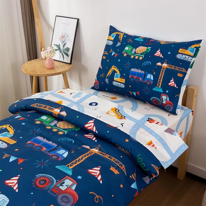 NTBED 4 Pieces Construction Truck Toddler Bedding Set - Image 3