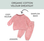 HonestBaby Baby 2-Piece Cozy Velour 100% Organic Cotton Sweatshirt and Jogger - Image 2