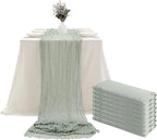 DOLOPL 8PCS St. Patricks Day Table Runner Sage Green Cheesecloth Boho Gauze by DOLOPLOfficial