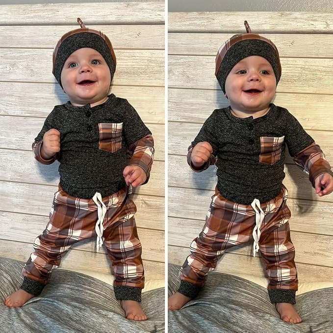 Aalizzwell Newborn Infant Baby Boys Fall Winter Outfit - Image 3