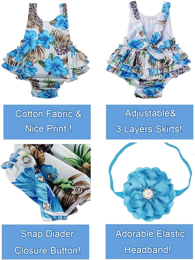 Baby Girl's Floral Print Ruffles Romper Summer Clothes - Image 4