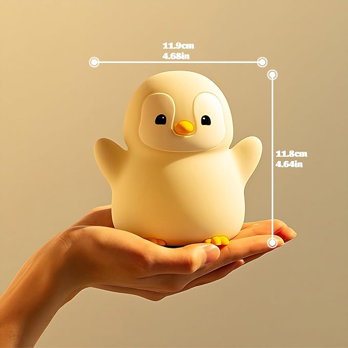 Penguin Nursery Night Light, LED Squishy Silicone Lamp, 2 Levels Dimmable - Image 2