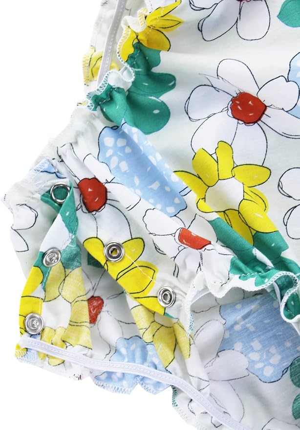 Baby Girl's Floral Print Ruffles Romper Summer Clothes - Image 5