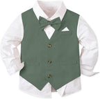SANGTREE Boys Cotton Linen Suit Formal Set Baby Clothes Boy Gentleman Wedding - Image 2